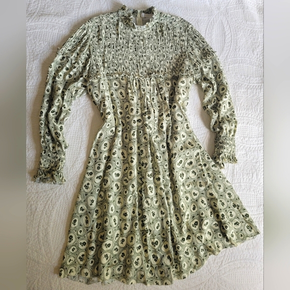 Chloe Pintucked Crepe Psychedelic Flower Print Shift Dress Size 42 - Picture 3 of 13